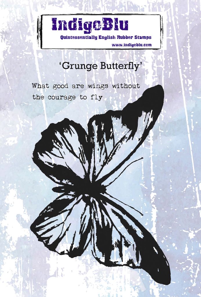 Grunge Butterfly A6 Red Rubber Stamp